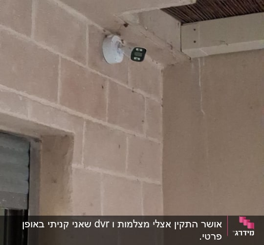 מצלמת אבטחה מותקנת על קיר חיצוני